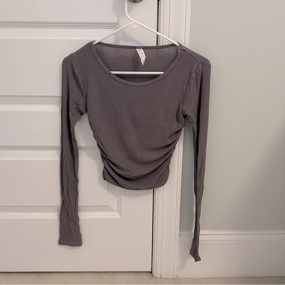 ALO Yoga Smokey Purple Ribbed Long Sleeve Top